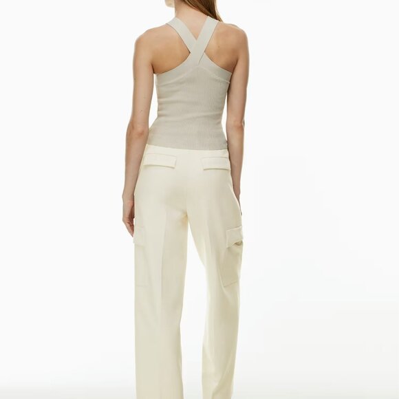 NWT Aritzia Babaton Sculpt Knit Criss Cross Tank XXS Matte Pearl - Picture 5 of 10